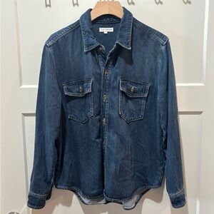 Good American Dark Blue Denim Button-Down Shirt/Shacket